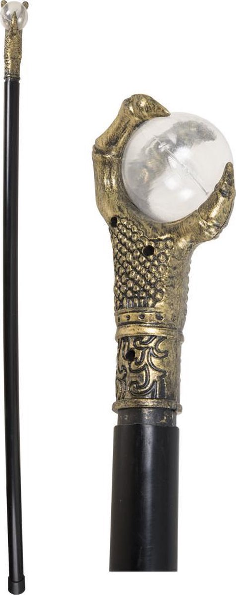 Halloween Wandelstok Gouden Klauw en Kristallen Bal